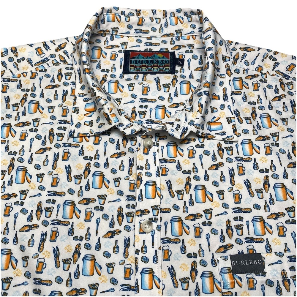 Burlebo Crawfish Boil AOP Shirt XL Mens S/S Button Up